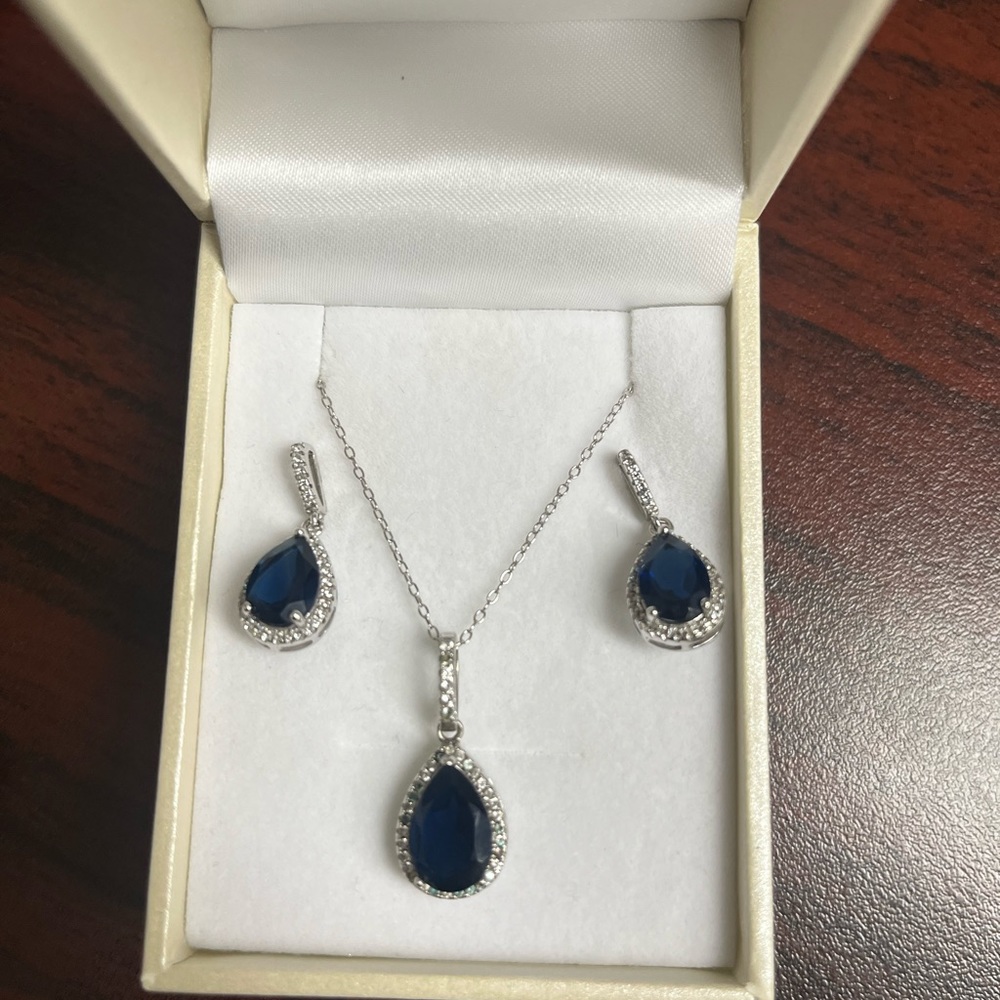Kay Jewelers Lab Created Blue Sapphire with Lab Created White Sapphires
